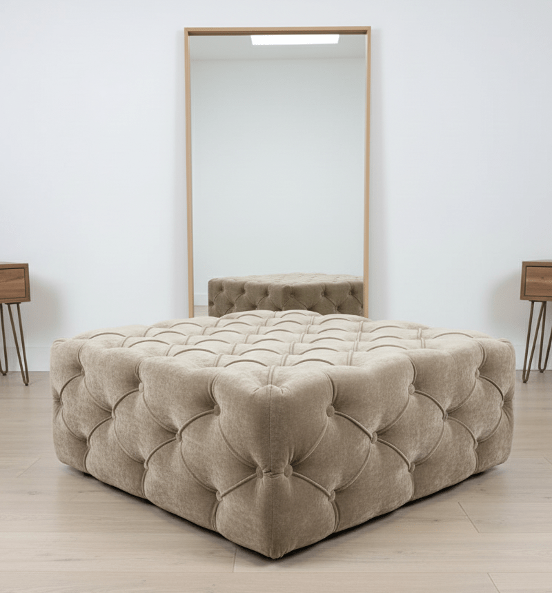 Brown Square Ottoman Coffee Table UK | Large Brown Chesterfield Coffee Table - ISTOOLS