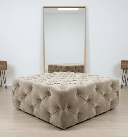 Brown Square Ottoman Coffee Table UK | Large Brown Chesterfield Coffee Table - ISTOOLS