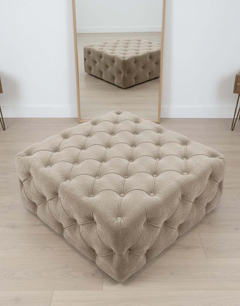 Brown Square Ottoman Coffee Table UK | Large Brown Chesterfield Coffee Table - ISTOOLS