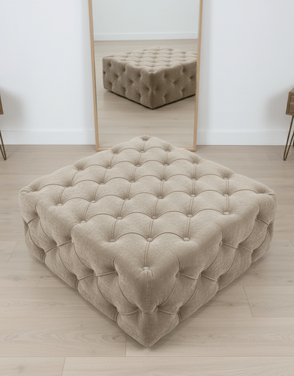 Brown Square Ottoman Coffee Table UK | Large Brown Chesterfield Coffee Table - ISTOOLS