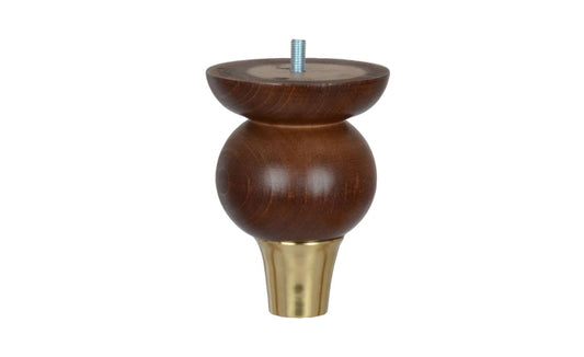 Brown Wooden Bun Foot with Brass Cap - ISTOOLS
