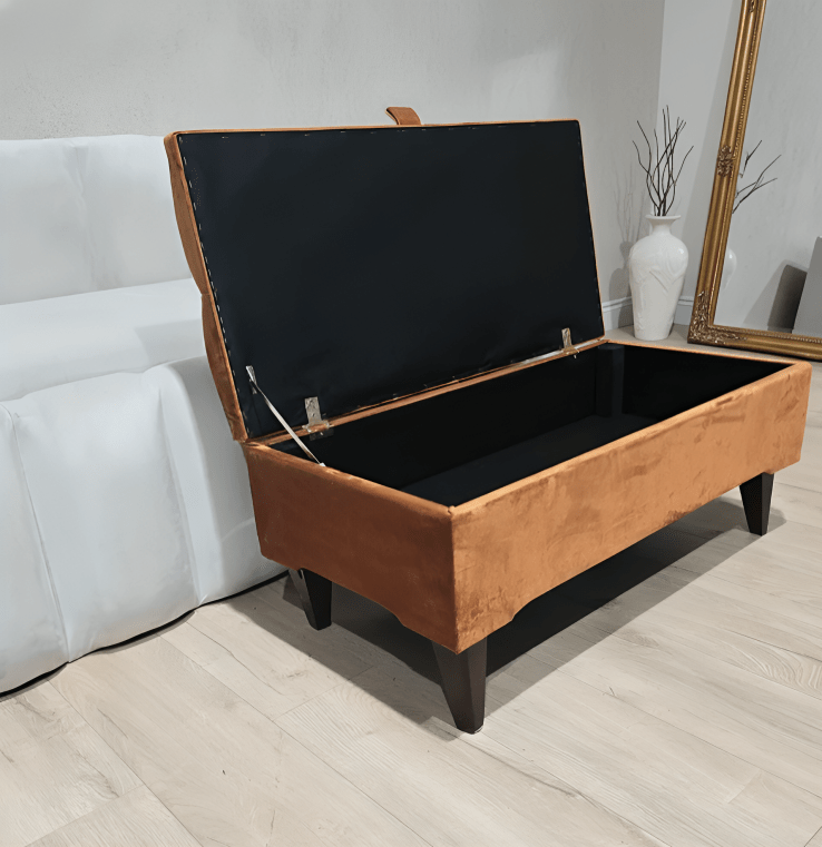 Modern velvet ottoman bench footstool with comfortable padding  - ISTOOLS