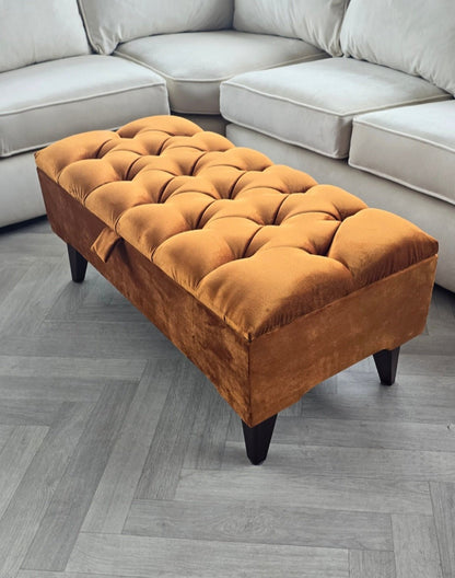 BURNT ORANGE | POUFFE | FOOTSTOOL | STORAGE OTTOMAN - ISTOOLS