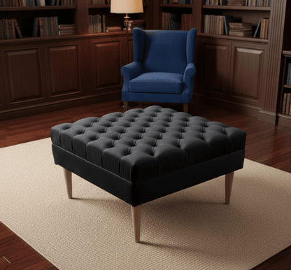Premium Black Chesterfield Coffee Table Ottoman Bench – Multi-Functional Living Room Footstool- ISTOOLS