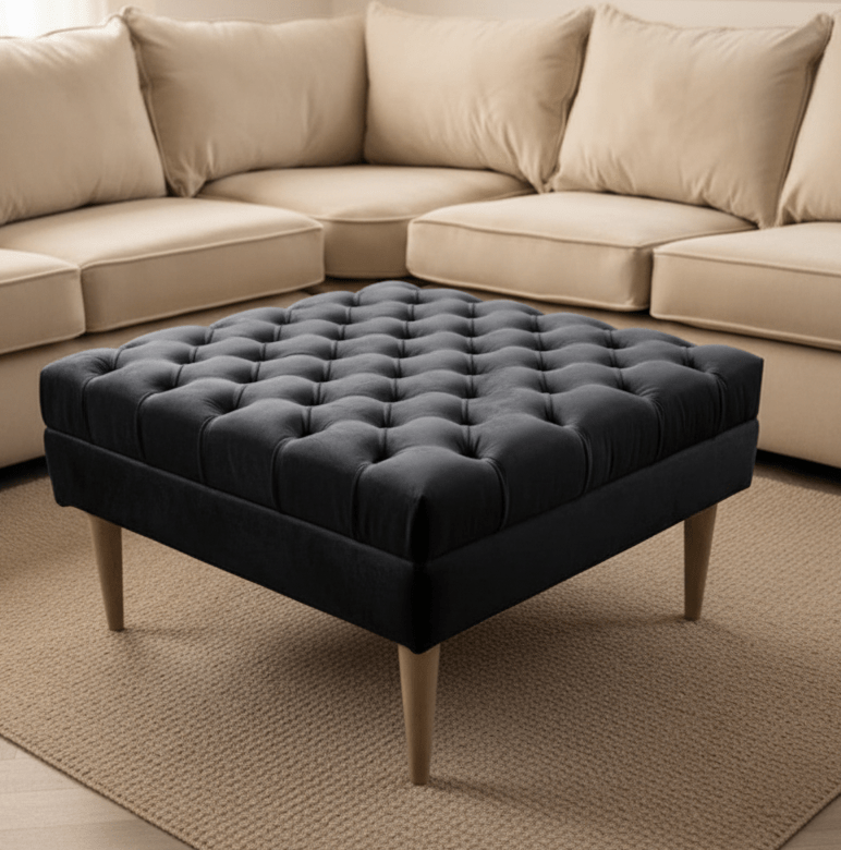 Buttoned non storage Coffee Table Bench, Chesterfield Footstool seat - ISTOOLS
