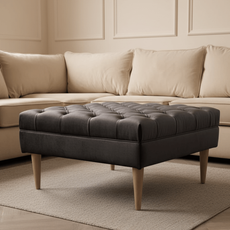 Buttoned non storage Coffee Table Bench, Chesterfield Footstool seat - ISTOOLS