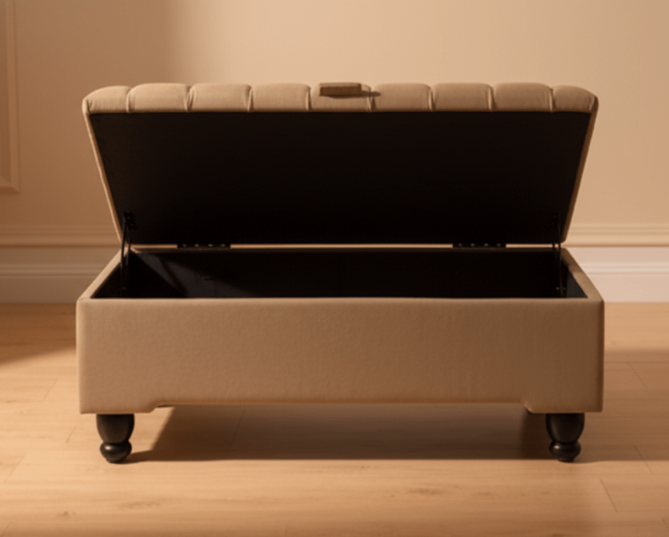 Comfortable Beige Ottoman Bench – Perfect for Small Spaces and Apartments - ISTOOLS
