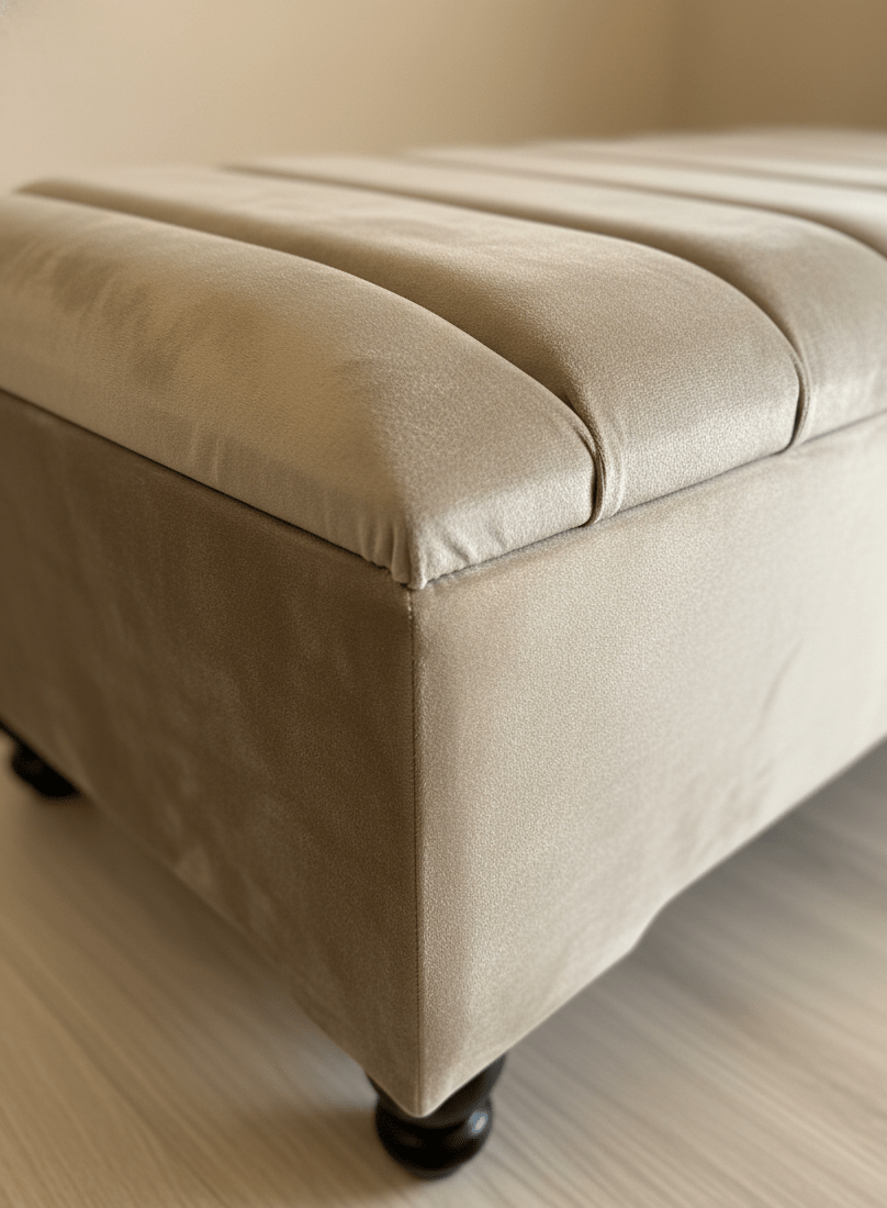 UK Home Furniture – Champagne Beige Ottoman Bench with Storage - ISTOOLS