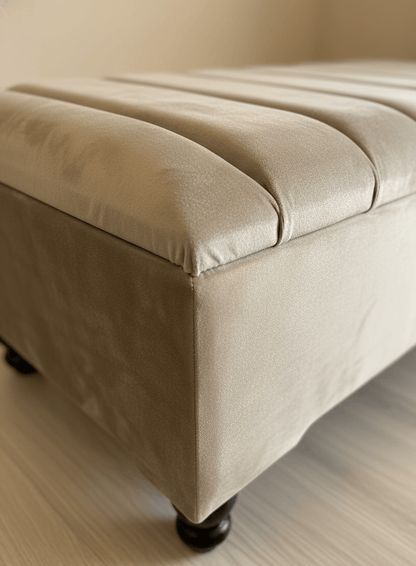 UK Home Furniture – Champagne Beige Ottoman Bench with Storage - ISTOOLS