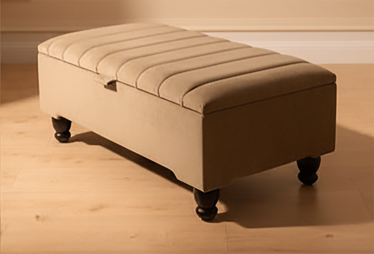 Multi-Purpose Beige Storage Ottoman – Extra Seating and Footrest - ISTOOLS