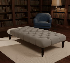 Champagne Chesterfield Coffee Table Footstool – Luxury Upholstered Ottoman (Non-Storage)