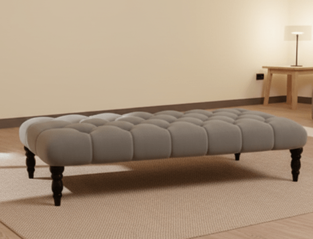 Champagne Coffee table upholstered chesterfield footstool - ISTOOLS