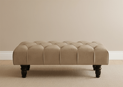 Champagne non storage Chesterfield Footstool | Large Beige Buttoned Footstool - ISTOOLS