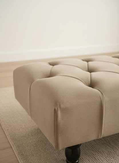 Champagne non storage Chesterfield Footstool | Large Beige Buttoned Footstool - ISTOOLS