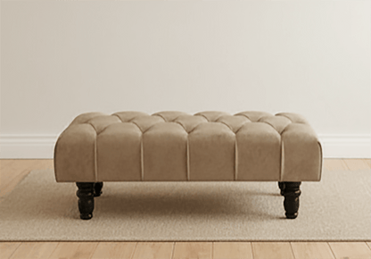 Champagne non storage Chesterfield Footstool | Large Beige Buttoned Footstool - ISTOOLS