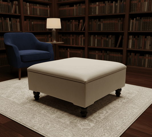 Champagne velvet storage ottoman coffee table with plain top UK - ISTOOLS