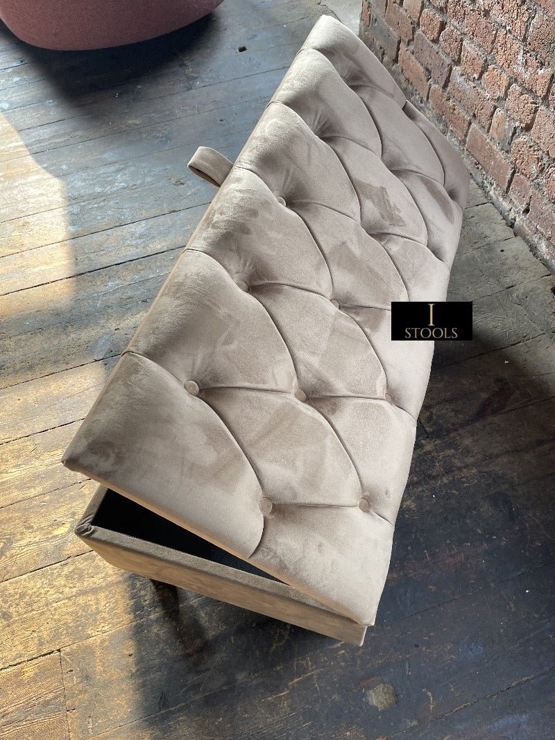 Champagne storage Coffee Table Ottoman Bench For Living Room | Ottoman Storage Bench For Bedroom - ISTOOLS