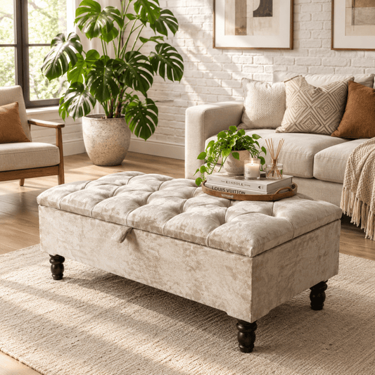 Champagne storage Coffee Table Ottoman Bench For Living Room | Ottoman Storage Bench For Bedroom - ISTOOLS