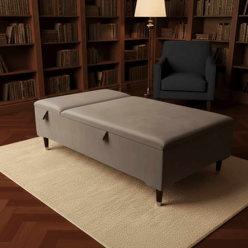 Champagne Velvet Chesterfield Ottoman Coffee Table with Storage – Handmade UK Furniture - ISTOOLS