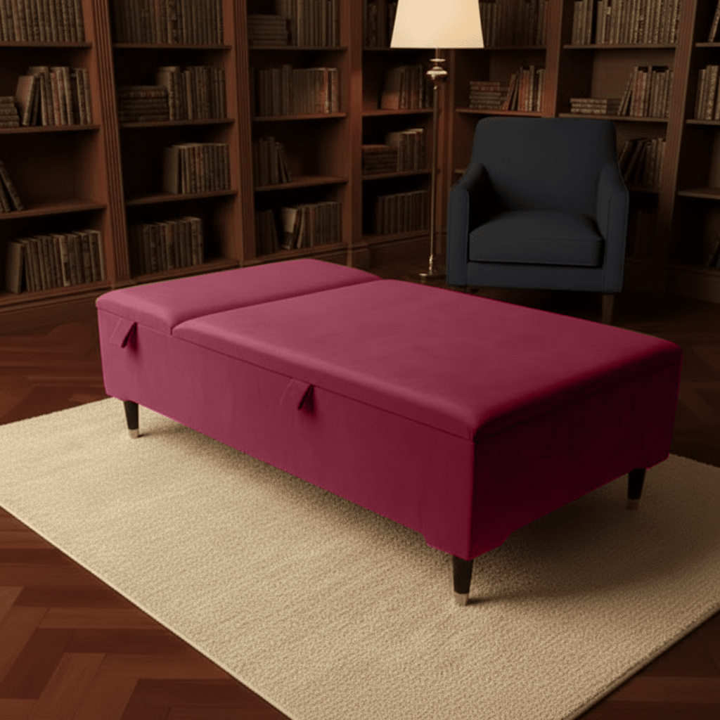 Champagne Velvet Chesterfield Ottoman Coffee Table with Storage – Handmade UK Furniture - ISTOOLS