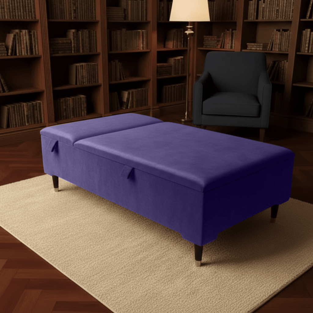 Champagne Velvet Chesterfield Ottoman Coffee Table with Storage – Handmade UK Furniture - ISTOOLS