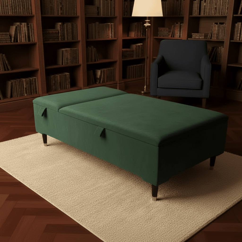 Champagne Velvet Chesterfield Ottoman Coffee Table with Storage – Handmade UK Furniture - ISTOOLS