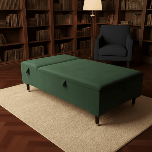 Champagne Velvet Chesterfield Ottoman Coffee Table with Storage – Handmade UK Furniture - ISTOOLS