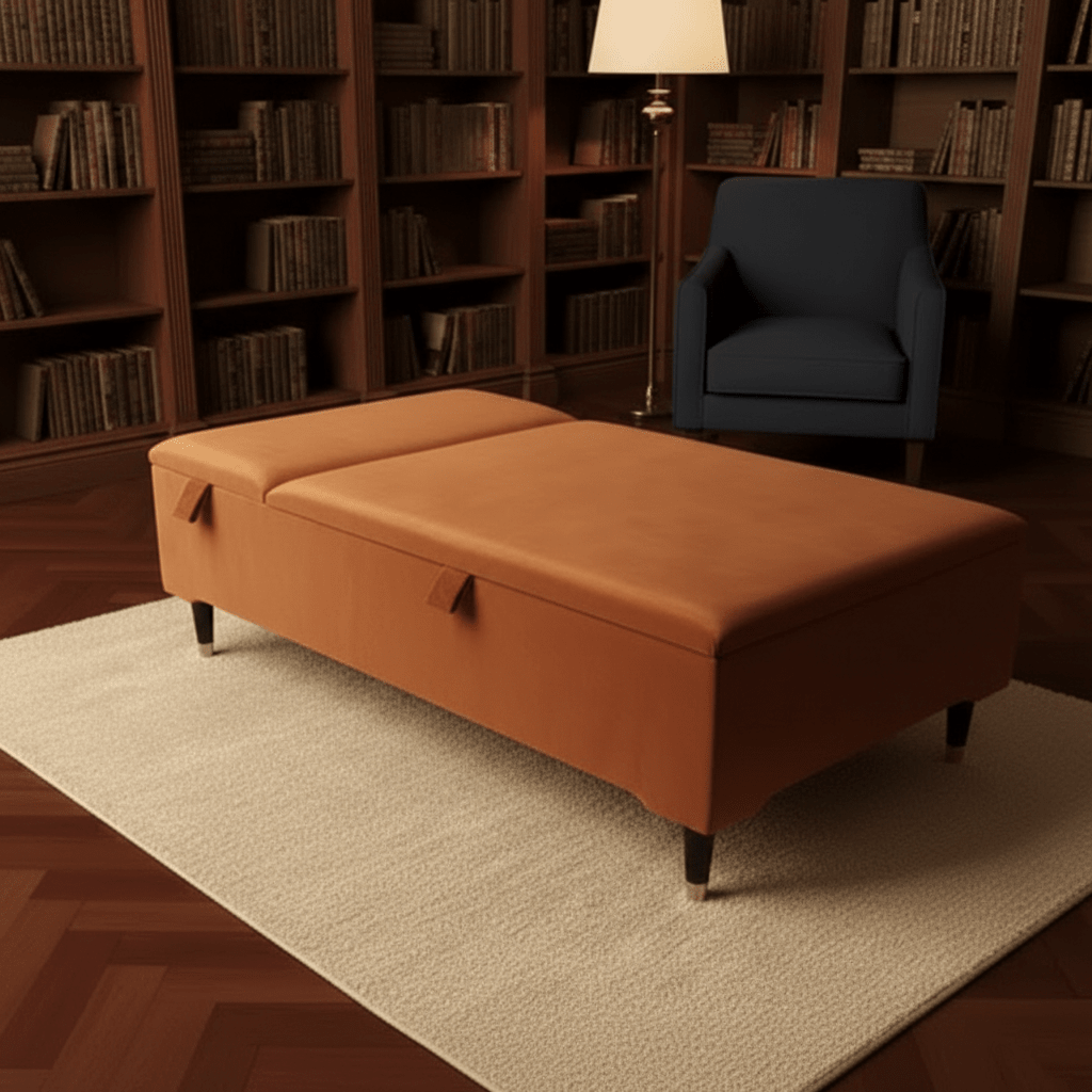 Champagne Velvet Chesterfield Ottoman Coffee Table with Storage – Handmade UK Furniture - ISTOOLS