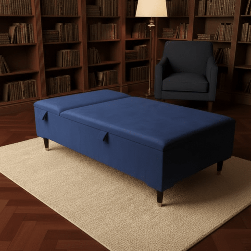 Champagne Velvet Chesterfield Ottoman Coffee Table with Storage – Handmade UK Furniture - ISTOOLS