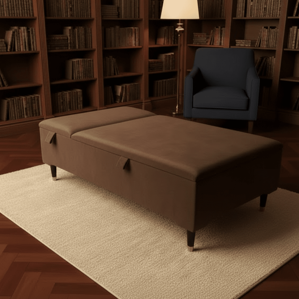 Champagne Velvet Chesterfield Ottoman Coffee Table with Storage – Handmade UK Furniture - ISTOOLS