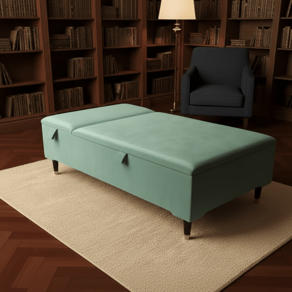 Champagne Velvet Chesterfield Ottoman Coffee Table with Storage – Handmade UK Furniture - ISTOOLS