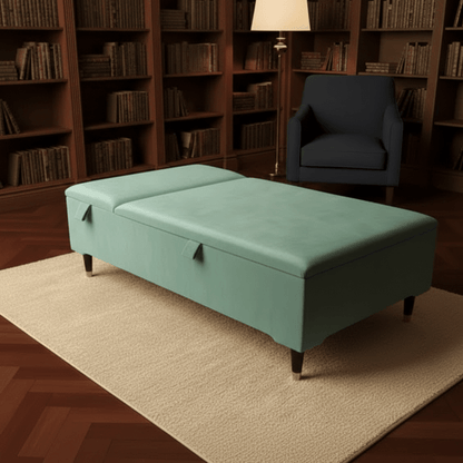 Champagne Velvet Chesterfield Ottoman Coffee Table with Storage – Handmade UK Furniture - ISTOOLS