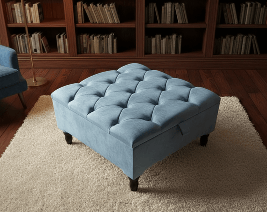 Chesterfield Storage Ottoman Bench UK – Plush Velvet Coffee Table with Hidden Storage - ISTOOLS