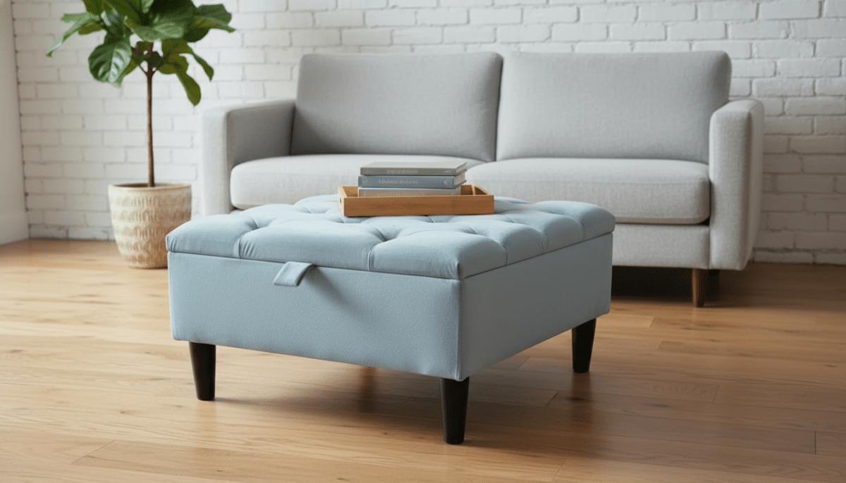 Chesterfield Storage Ottoman Bench UK – Plush Velvet Coffee Table with Hidden Storage - ISTOOLS