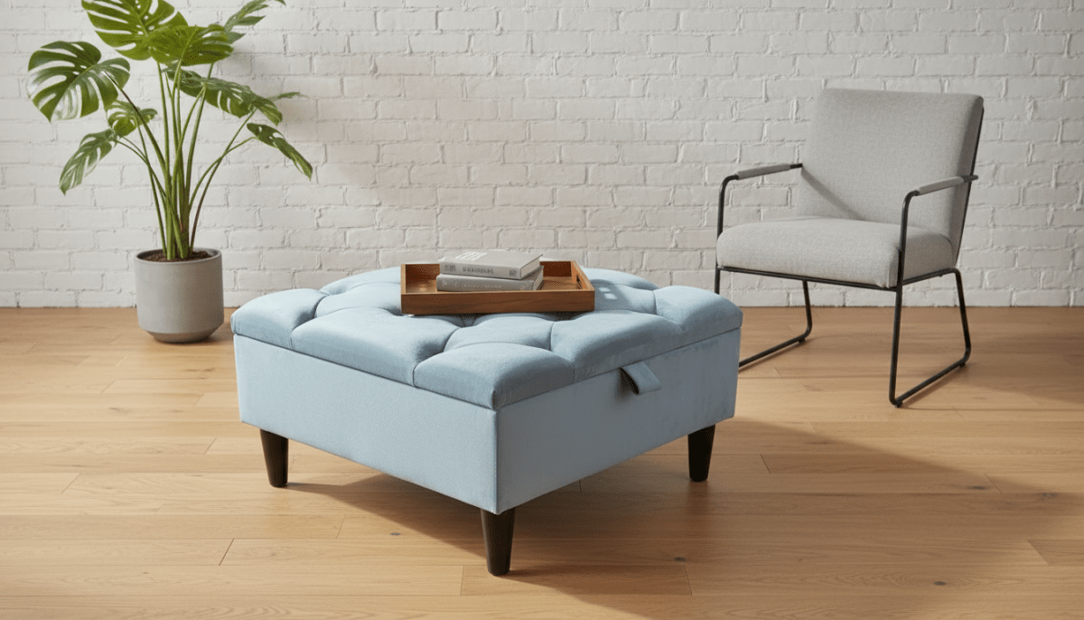 Chesterfield Storage Ottoman Bench UK – Plush Velvet Coffee Table with Hidden Storage - ISTOOLS