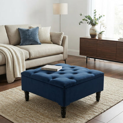 Chesterfield Storage Ottoman Bench UK – Plush Velvet Coffee Table with Hidden Storage - ISTOOLS
