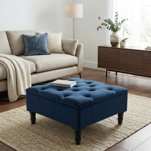 Chesterfield Storage Ottoman Bench UK – Plush Velvet Coffee Table with Hidden Storage - ISTOOLS