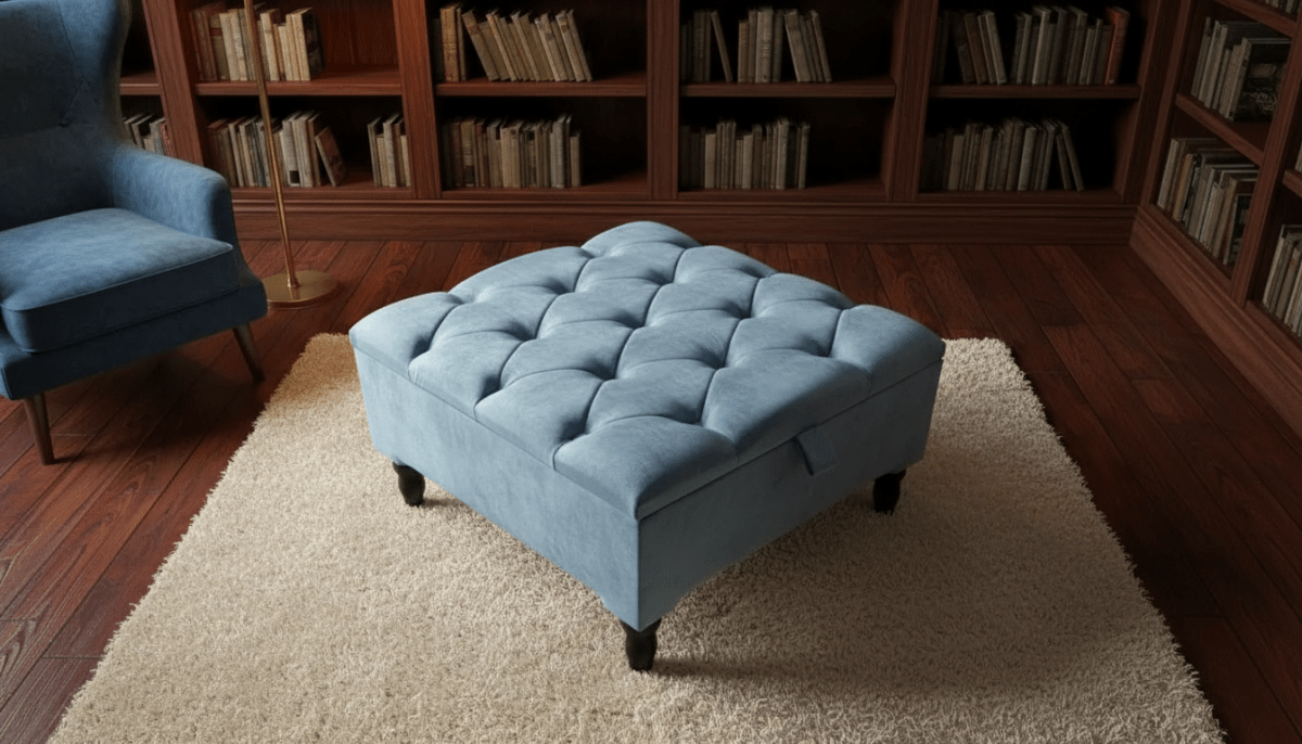 Chesterfield Storage Ottoman Bench UK – Plush Velvet Coffee Table with Hidden Storage - ISTOOLS