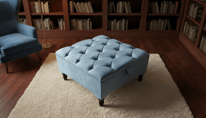 Chesterfield Storage Ottoman Bench UK – Plush Velvet Coffee Table with Hidden Storage - ISTOOLS