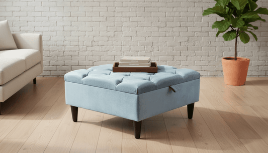 Chesterfield Storage Ottoman Bench UK – Plush Velvet Coffee Table with Hidden Storage - ISTOOLS