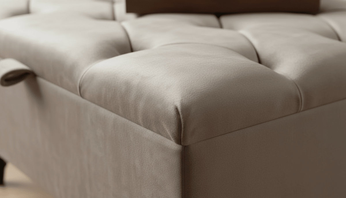 Chesterfield Storage Ottoman Bench UK – Plush Velvet Coffee Table with Hidden Storage (Champagne) - ISTOOLS