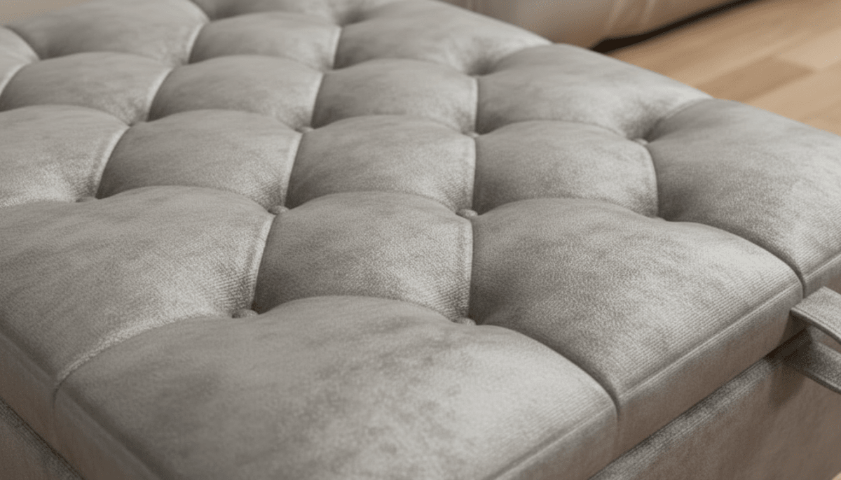 Chesterfield Storage Ottoman Bench UK – Plush Velvet Coffee Table with Hidden Storage (Silver) - ISTOOLS