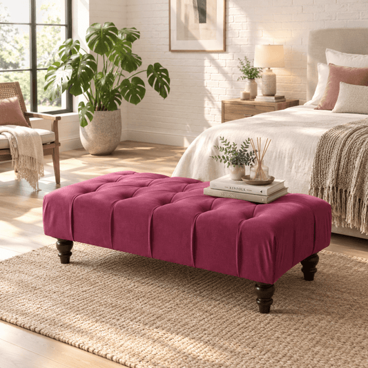 Chesterfield Velvet Ottoman – Luxury British Handmade Footstool Pouffe (Non-Storage) - ISTOOLS