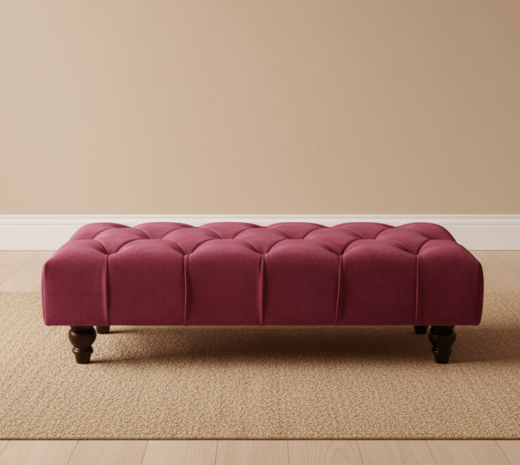 Maroon bench style footstool for living room or bedroom décor - ISTOOLS