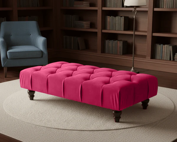 Chesterfield Velvet Ottoman – Luxury British Handmade Footstool Pouffe (Non-Storage)