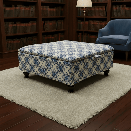Classic British Design Ottoman Square Coffee Table – Refined Storage & Versatile Living - ISTOOLS