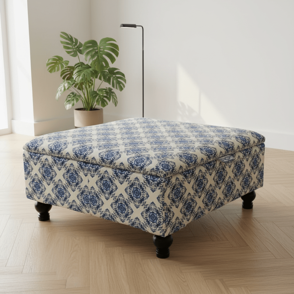 Classic British Design Ottoman Square Coffee Table – Refined Storage & Versatile Living - ISTOOLS