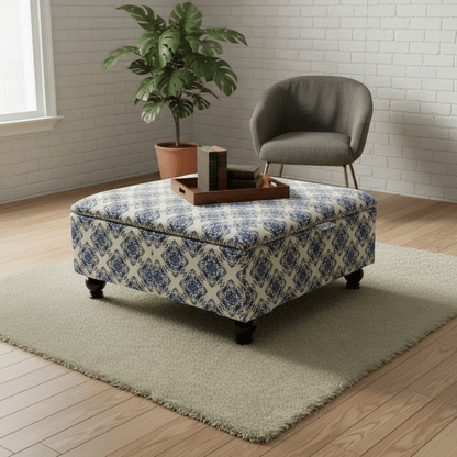 Classic British Design Ottoman Square Coffee Table – Refined Storage & Versatile Living - ISTOOLS