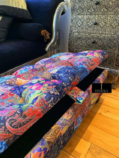 Coffee table Demask multicolour Ottoman with Storage | Patterned Footstool Pouffe | Colourful Ottoman Storage Bench - ISTOOLS
