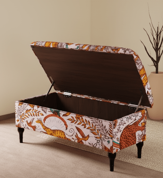 CONTACT US | MADE TO MEASURE | lynx fabric , Zambezi multicolour Ottoman coffee table with Storage | Patterned Footstool - ISTOOLS